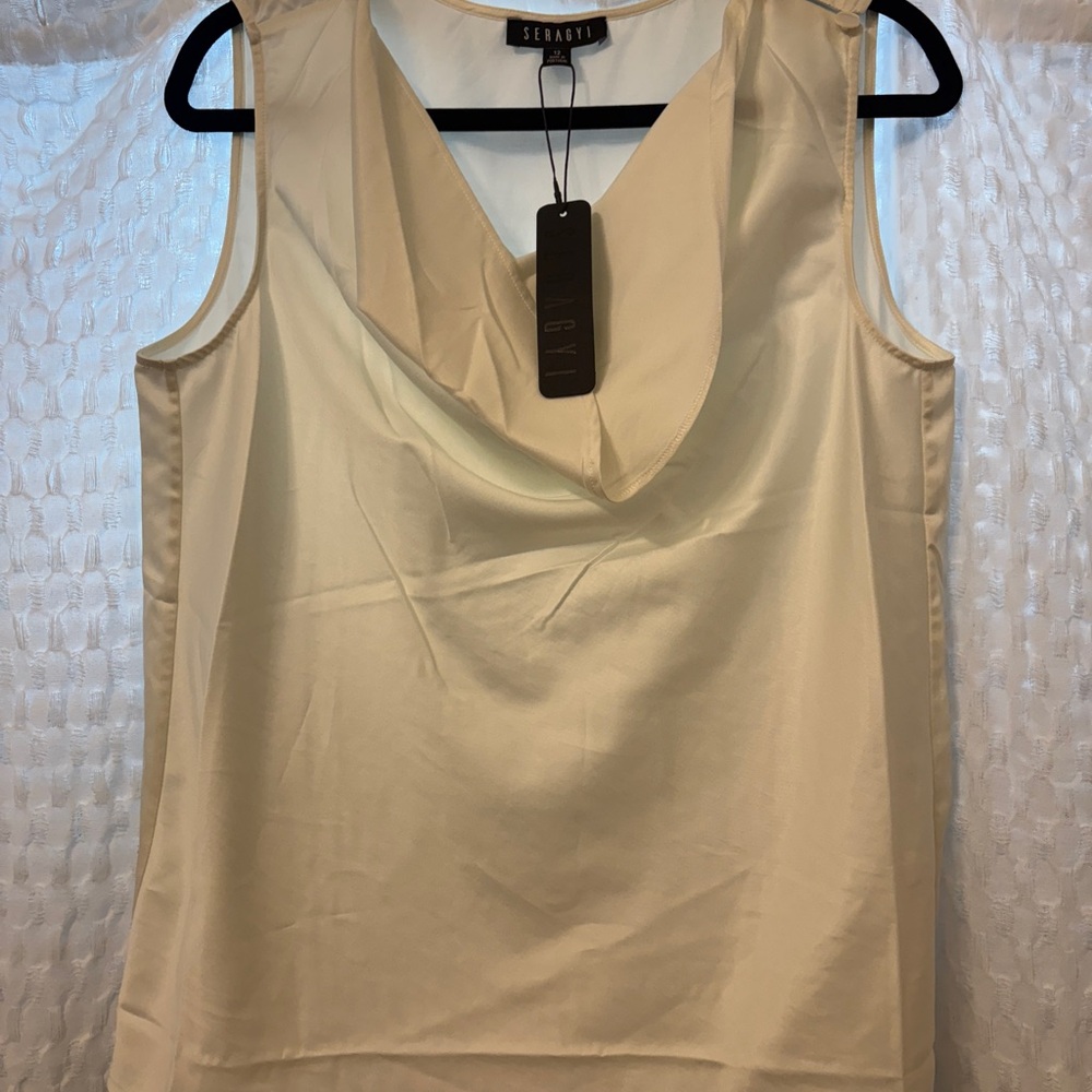 Seragyi Ivory Erin Cowl Blouse Size 12 NWT